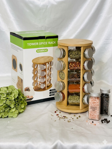 Eco-Chic Bamboo Rotating Tower Spice Rack