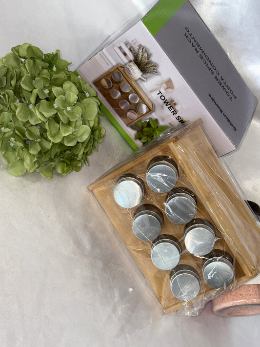 Golden Bamboo 8-Jar Horizontal Spice Organizer